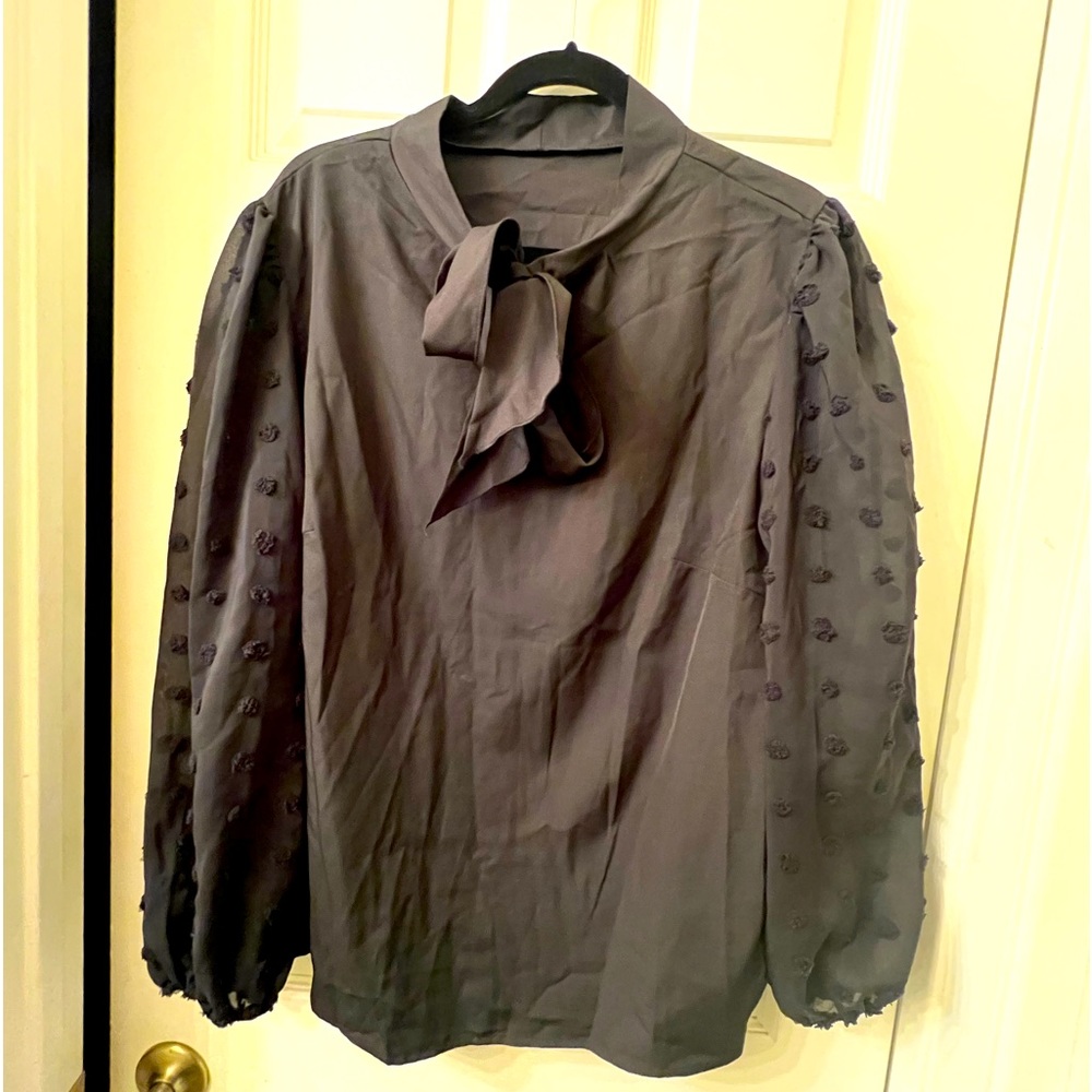 SHEIN Black Blouse with Bow Detail